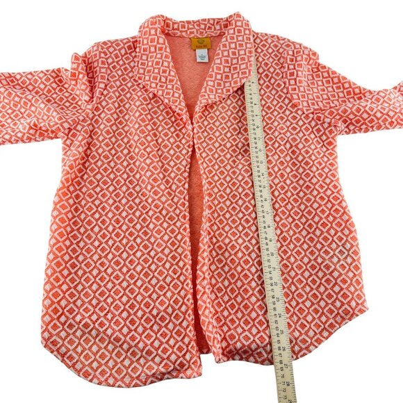 Ruby Rd. Womens Orange Geometric Print Open Cardigan Jacket Blouse Size M Soft - Picture 4 of 5